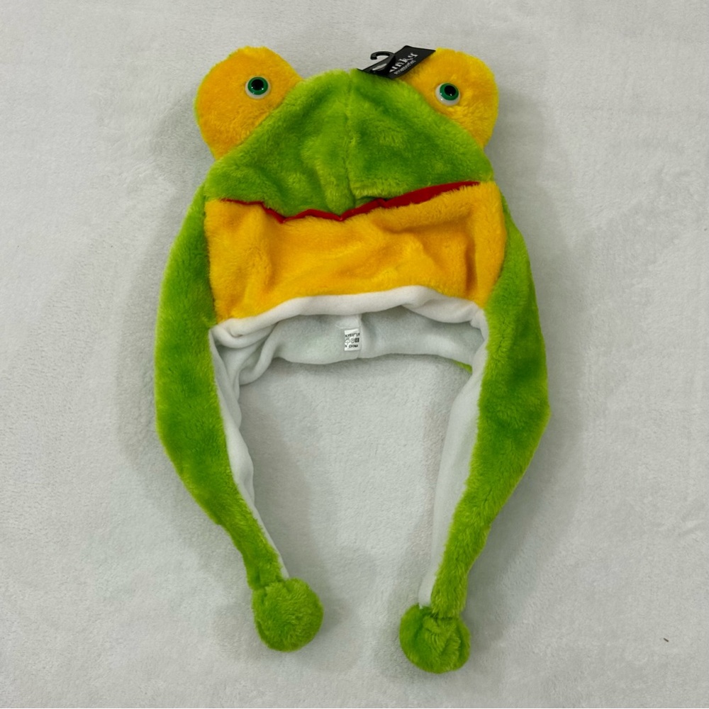 Plush Fleece Costume Frog Animal Hoodie Long Ear Winter Beanie Hat Cap For Kids